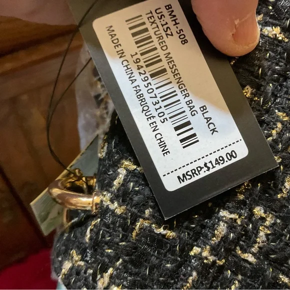 BADGLEY MISHKA Elegant Black Tweed Bag NWT - Picture 5 of 9